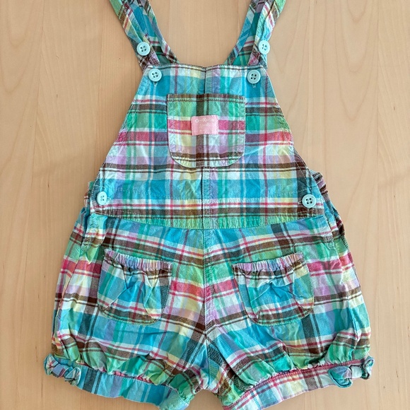 OshKosh B'gosh Other - Vintage pastel plaid Oshkosh shortall  3T